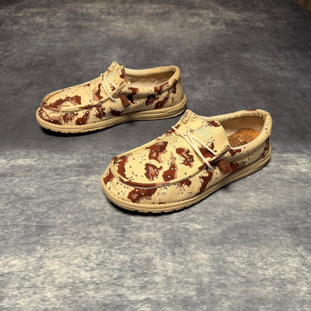 Hey Dude Wally Camouflage Mens Desert Camo Slip On Loafers Shoes Size 10